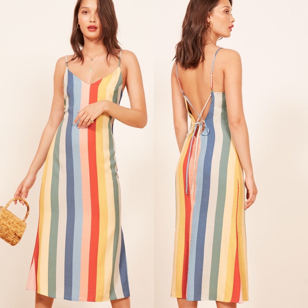 Reformation Jaxon Rainbow Midi Dress